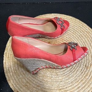 Expressions Peep Toe Espadrilles Wedge Size 7